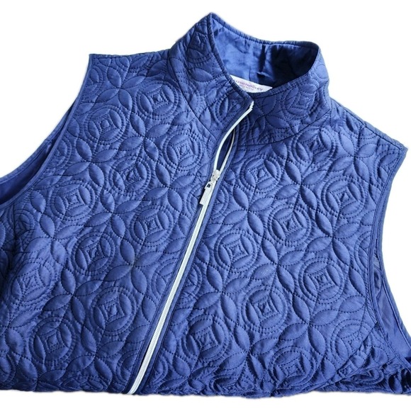 ALLISON DALEY Women Quilted Vest Navy Blue Full Zip Sz XL Layering Piece Fall - Picture 4 of 7
